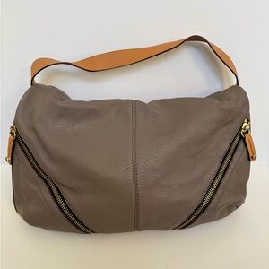 Elegant Grey Leather Shoulder Bag